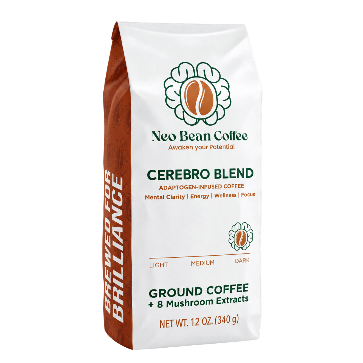 Neobean Cerebro Blend - Mushroom Coffee - Specialty Coffee with 8 Adaptogens
